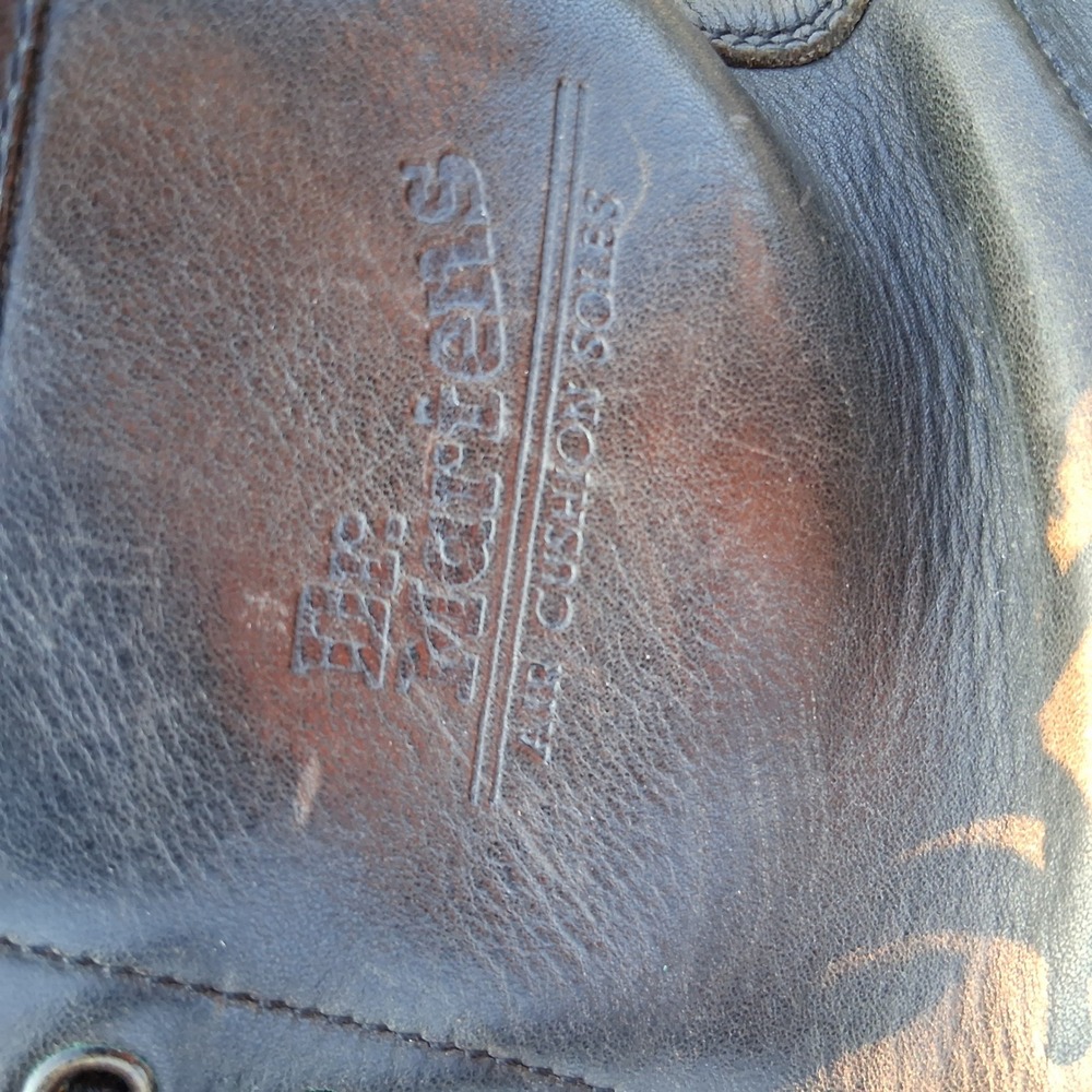Vintage Dr. Martens Made in England Black Leather Thrashed Combat Boots 10 - Picture 8 of 8